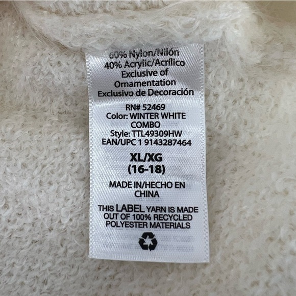 NWT Time & Tru White Long Sleeve Geometric Print Sweater Size XL Women’s - Picture 6 of 6